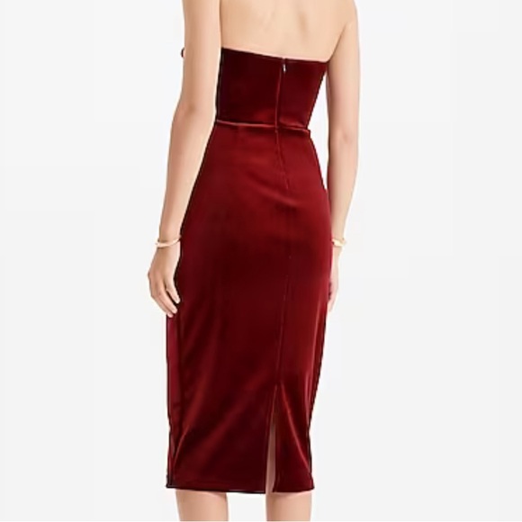 Express Red Velvet Sweetheart Neck Strapless Midi Sheath Dress Size XS NWT! - Picture 2 of 11